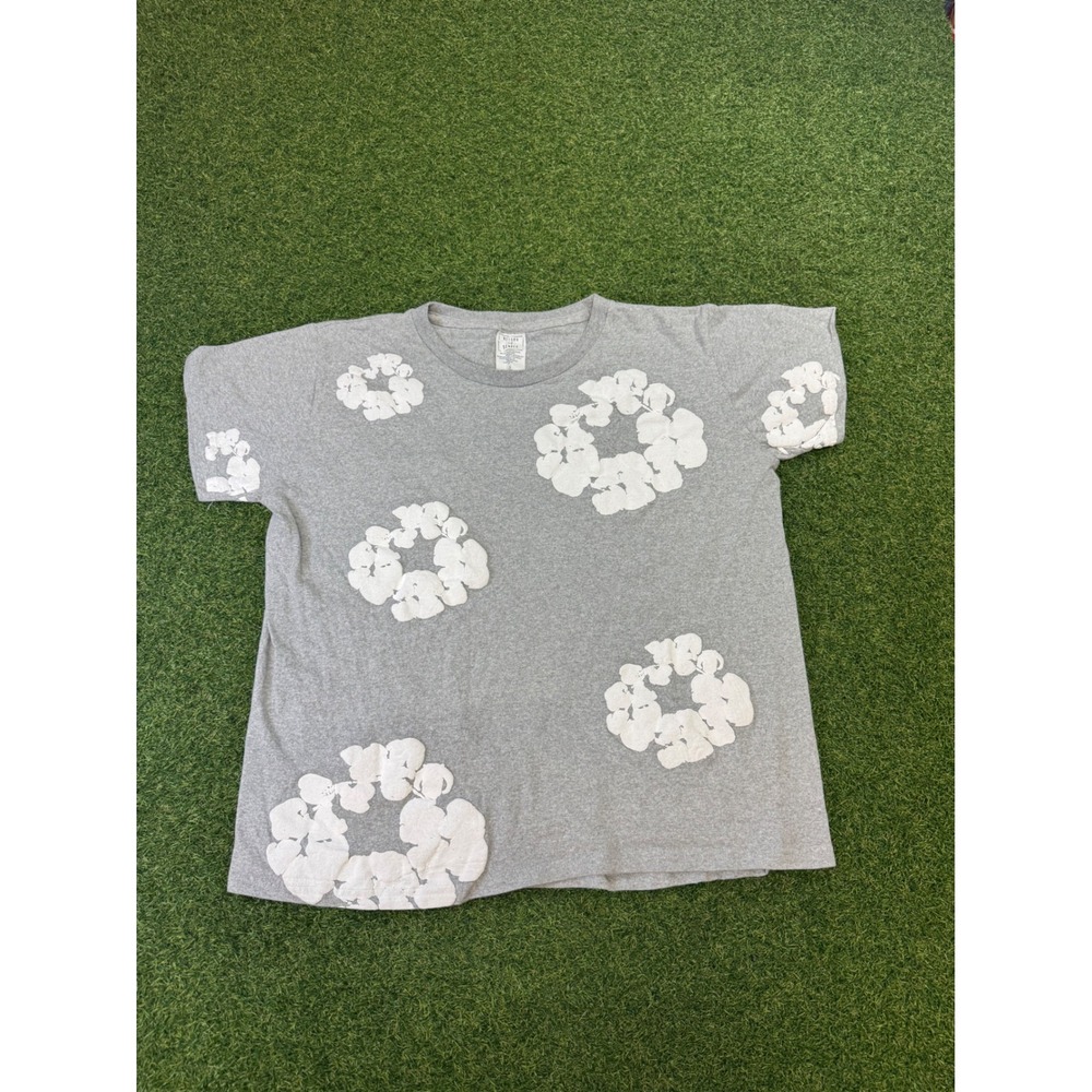 Return To Sender Gray Puff Print Floral Wreath Graphic T-Shirt Mens Large L